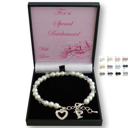 Bracelet for Bridesmaid, Flower Girl with Letter, Initial Charm. New!