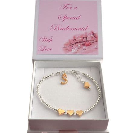 Bracelet for Bridesmaid with a Letter Charm, Flower Girl, Maid of Honour