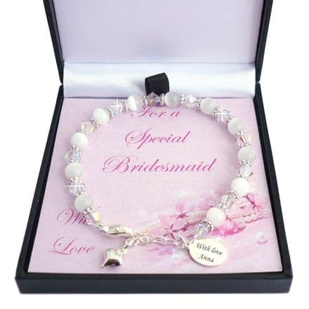 Bracelet for Flower Girl with Engraved Silver Tag