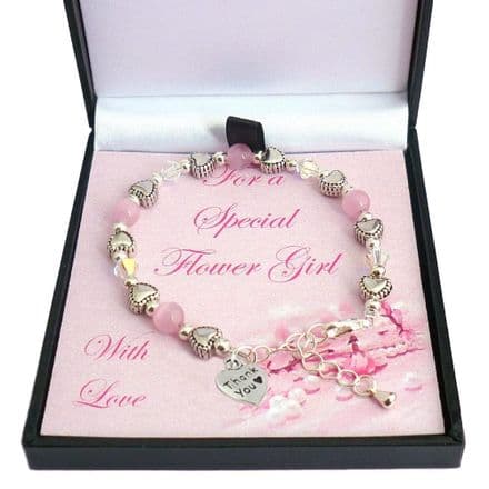 Bracelet for Flower Girl with Thank You Charm