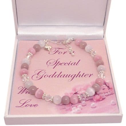 Bracelet for Girl, Pastel Beads, Choice of Charm, for Goddaughter etc