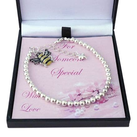 Bracelet with Bumble Bee Charm  in Gift Box  for Niece,  Sister etc