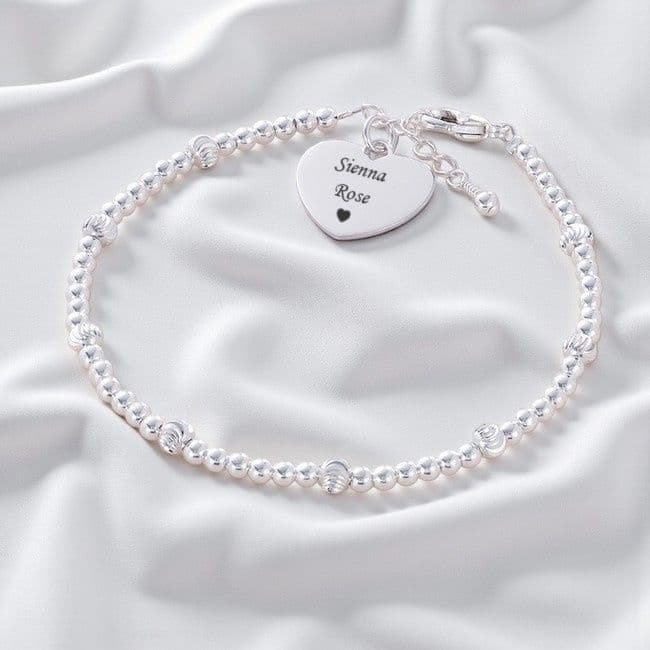 Bracelet with Silver Beads and Engraving | Jewels 4 Girls