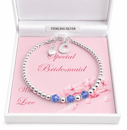 Bridesmaid Bracelet with Birthstones and Initial