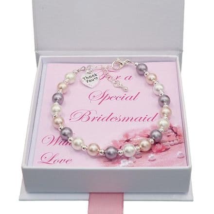 Bridesmaid Bracelet with Preciosa Pearls, Thank You Gift