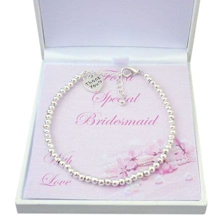 Bridesmaid Bracelet with Silver Beads, Thank You Gift