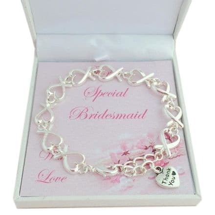 Bridesmaid Bracelet with Silver Hearts, Thank You Gift