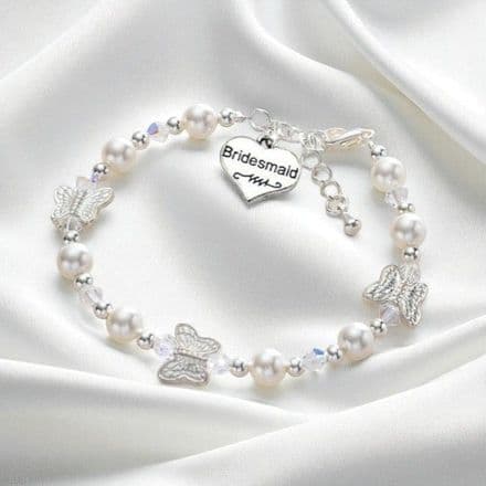 Bridesmaid Butterfly Pearl Bracelet