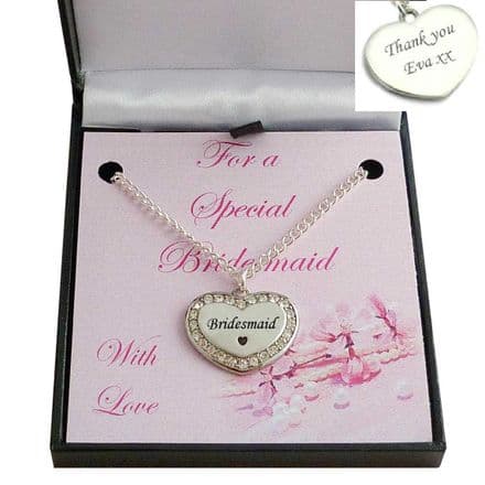 Bridesmaid Necklace in Gift Box with Engraving