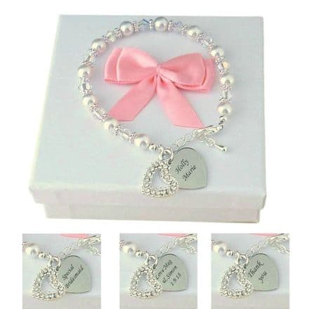 Bridesmaids Bracelets with Engraved Hearts
