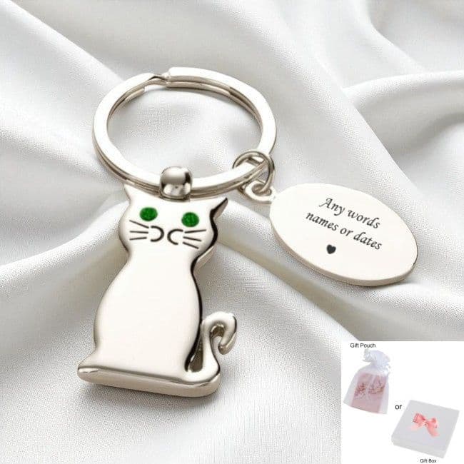Cat Keyring with Engraving Jewels Girls
