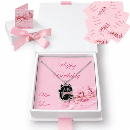 Cat Necklace in Gift Box for Daughter, Sister etc