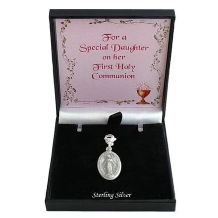 Catholic Miraculous Medal, Virgin Mary Charm on Lobster Clasp