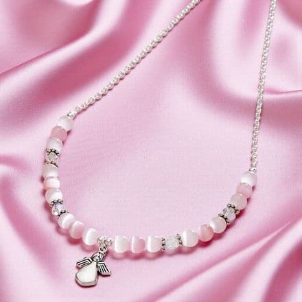 Cats Eye and Crystal, Girls Necklace, Choice of Pendants