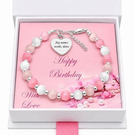 Cats Eye Personalised Bracelet with Engraved Heart