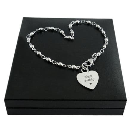 Chain Bracelet with Personalised Engraving and Tiny Silver Balls