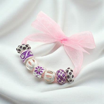 Charm Bead Set for Snake Chains in Purple