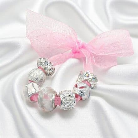 Charm Bead Set in Silver & White