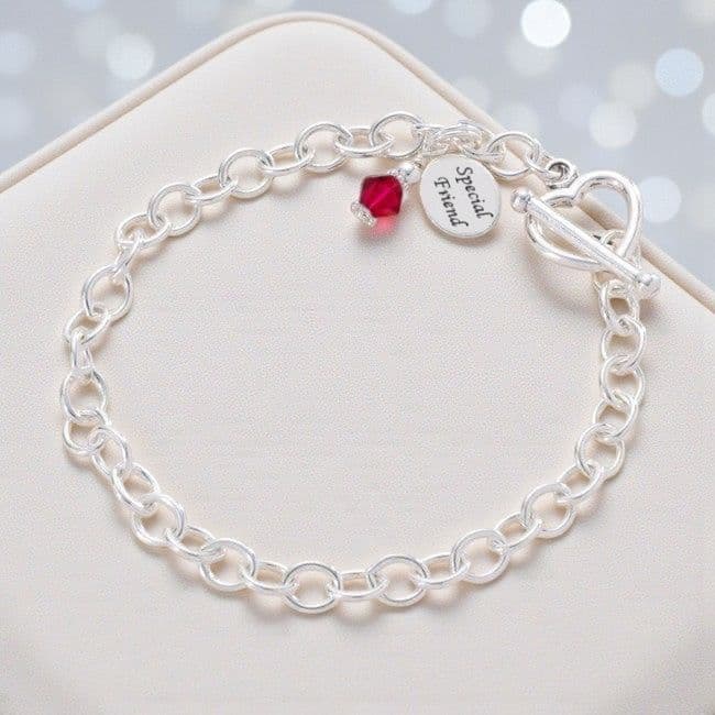 Charm Bracelet with Birthstone and message | Jewels 4 Girls