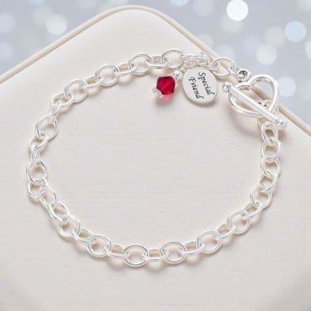 Charm Bracelet with Birthstone and message