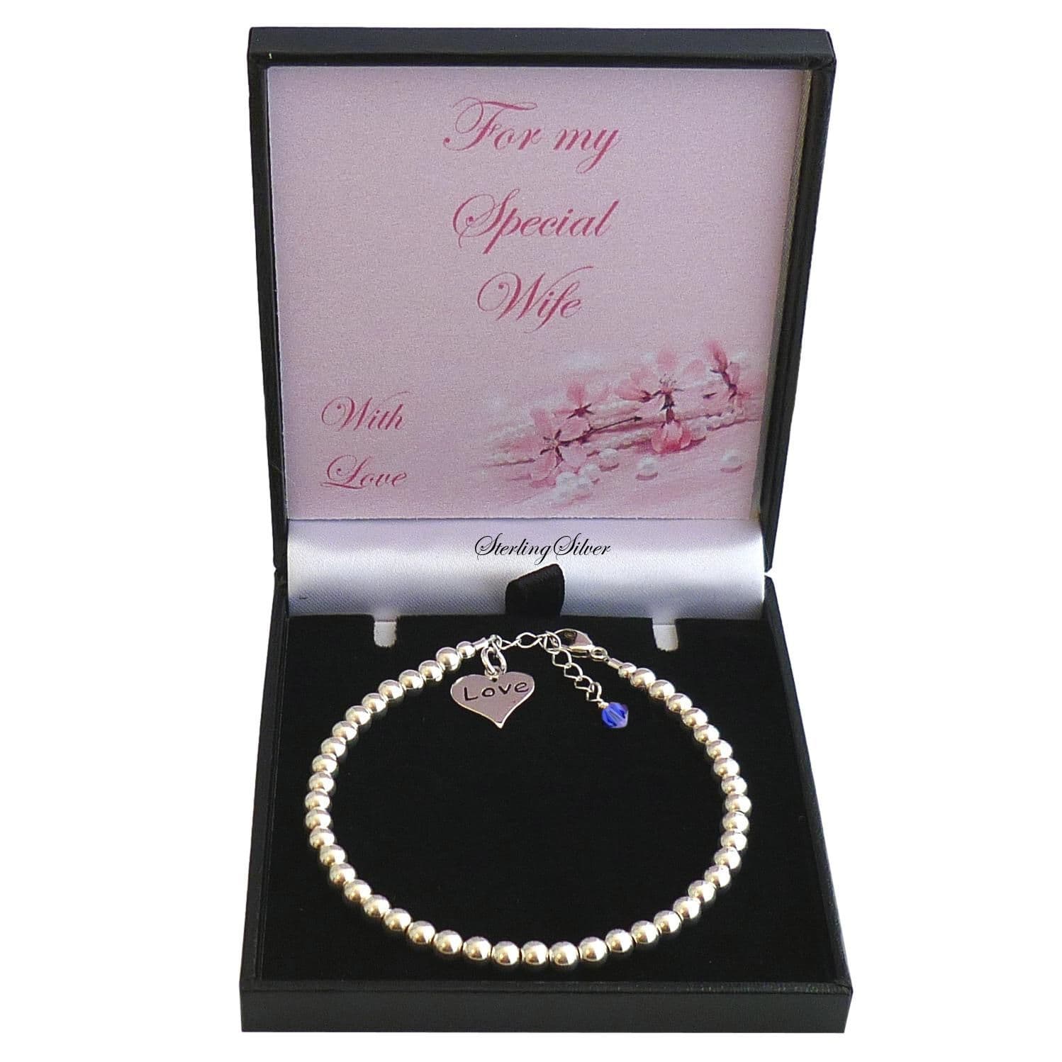 Silver Birthstone Bracelet on Card Mount Jewels Girls