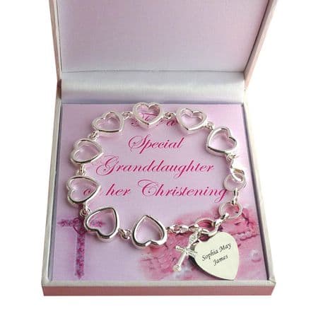 Christening Day Gift Bracelet for Girls with Engraving