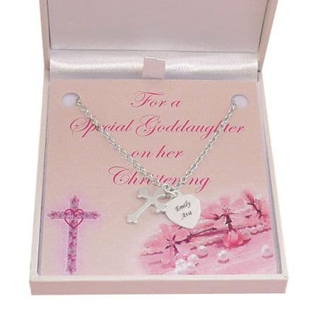 Christening Necklace for Girl, Personalised with Engraving