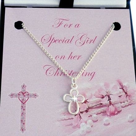 Christening Necklace with Cross & Card Choice