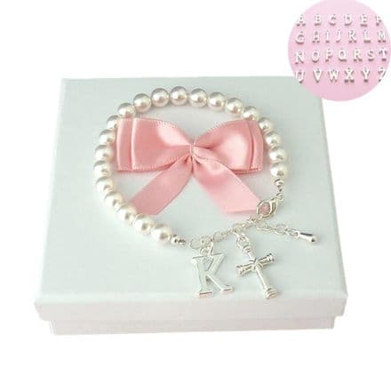 Christening or Confirmation Bracelet with Letter Charm