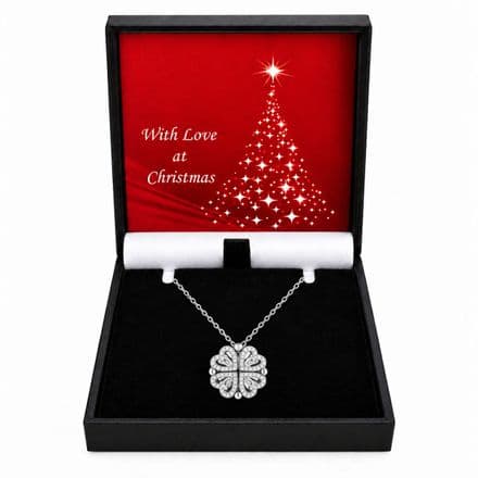 Christmas Gift, Four Leaf Clover Necklace, Convertible, Four Hearts, Two in One