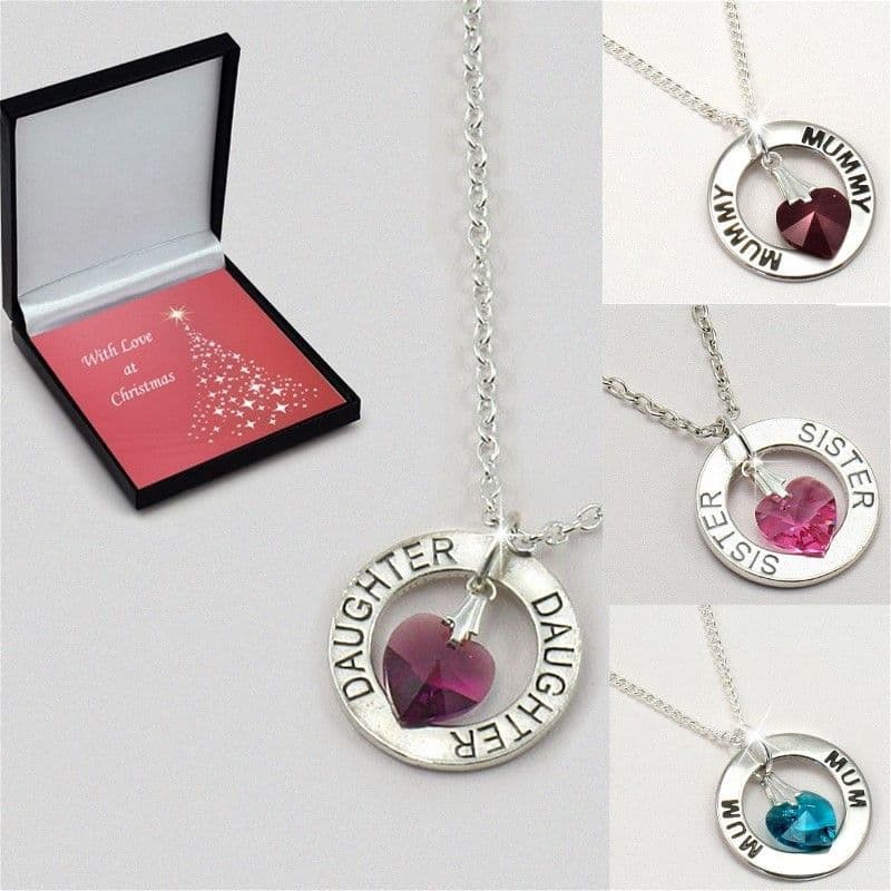 Ring Necklace with Birthstone Heart for Christmas | Jewels 4 Girls
