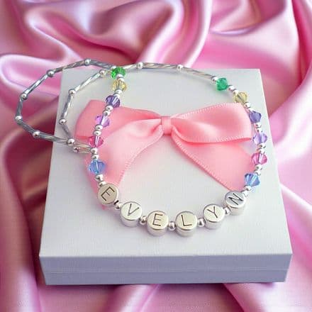Colourful Necklace for a Girl with Any Name on Letter Beads