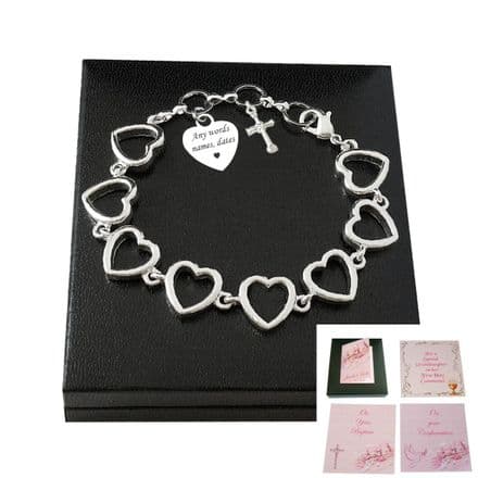 Cross Bracelet with Engraving for First Holy Communion, Baptism, Confirmation