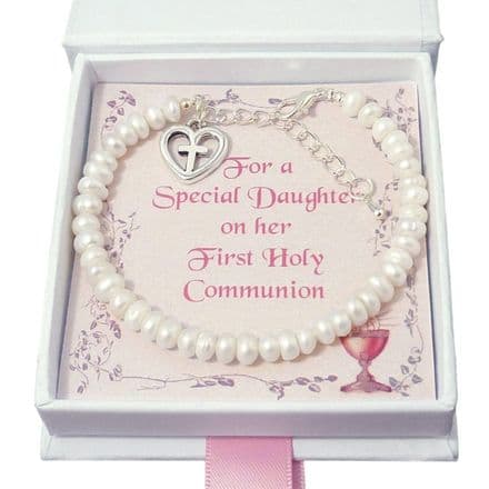Cross in Heart Bracelet for Girls 1st Communion Day
