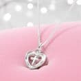 Cross in Heart Christening Necklace can be personalised | Jewels 4 Girls