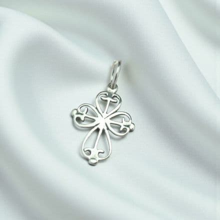 Cross of Hearts Charm, Sterling Silver.