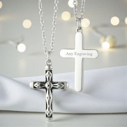 Cross on a Chain Necklace with Engraving