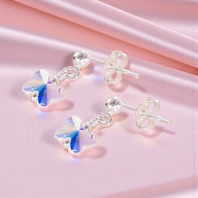 Elli Women ear dangles butterfly trend nature with crystals in 925