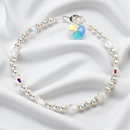 Crystal Heart Bracelet for Bride or Bridesmaid, Many Colours