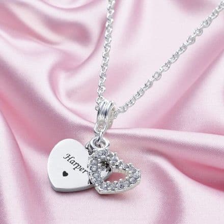 Crystal Heart Personalised Necklace with Engraving
