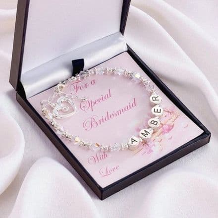 Crystal Name Bracelet, Flower Girl or Bridesmaid