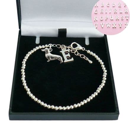 Dachshund Bracelet with Letter Charm
