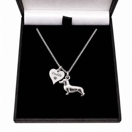 Dachshund Necklace, Personalised with Engraving, Gift for Sausage Dog Lover