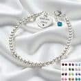 Dainty Silver Bead Bracelet with Birthstone & Engraving | Jewels 4 Girls