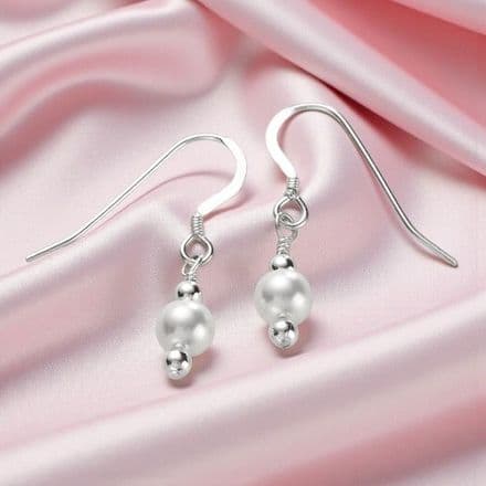 Dangly Pearl Earrings, Silver or Gold, Many Colours.