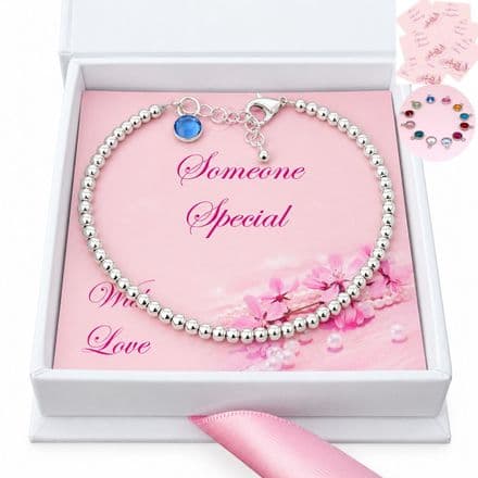 Delicate Birthstone Bracelet in Special Gift Box