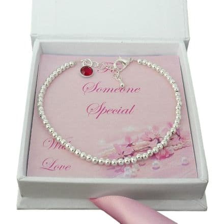 Delicate Birthstone Bracelet in Special Gift Box