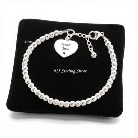 Delicate Silver Beads Bracelet Personalised for Mum