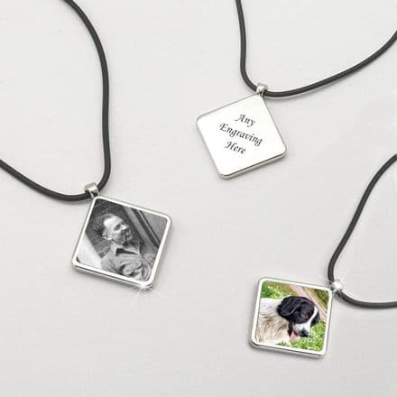 Diamond Photo Necklace with Engraving