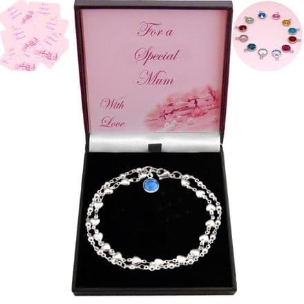 Double Chain Bracelet with Birthstone Charm